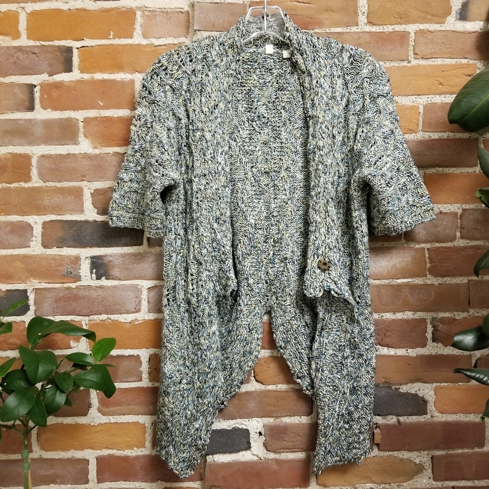 Short sleeve heavy knit cardigan - Moth